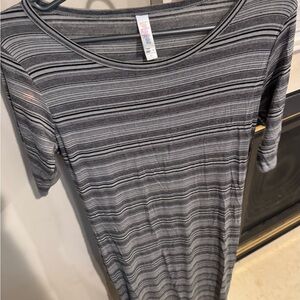 Lularoe women's Julia dress, gray striped, xs
